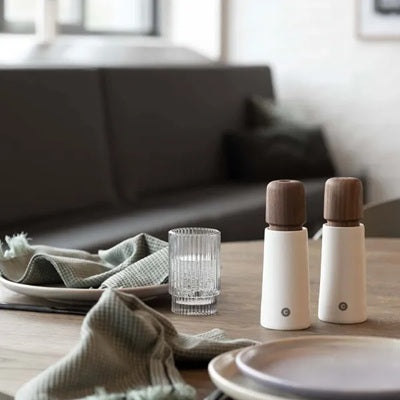 Stockholm Salt & Pepper Grinders - Walnut / White Porcelain