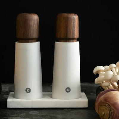 Stockholm Salt & Pepper Grinders - Walnut / White Porcelain