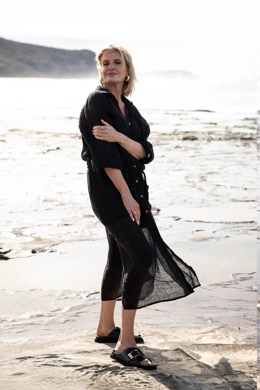 Gauze Linen Duster | Black