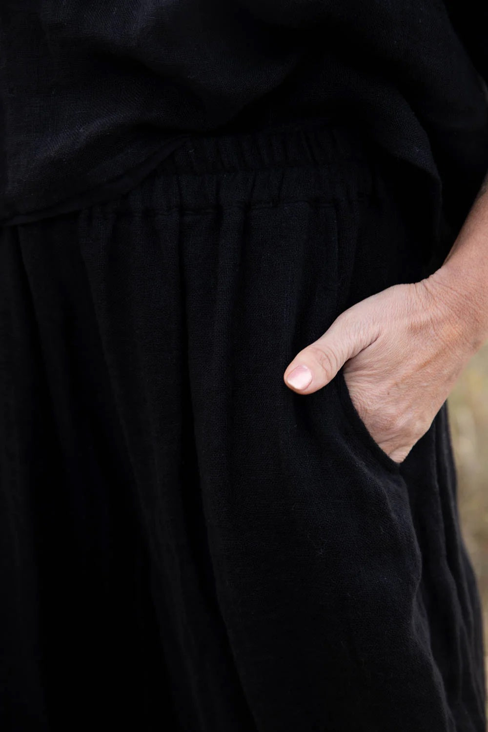 Gauze Linen Pants | Black