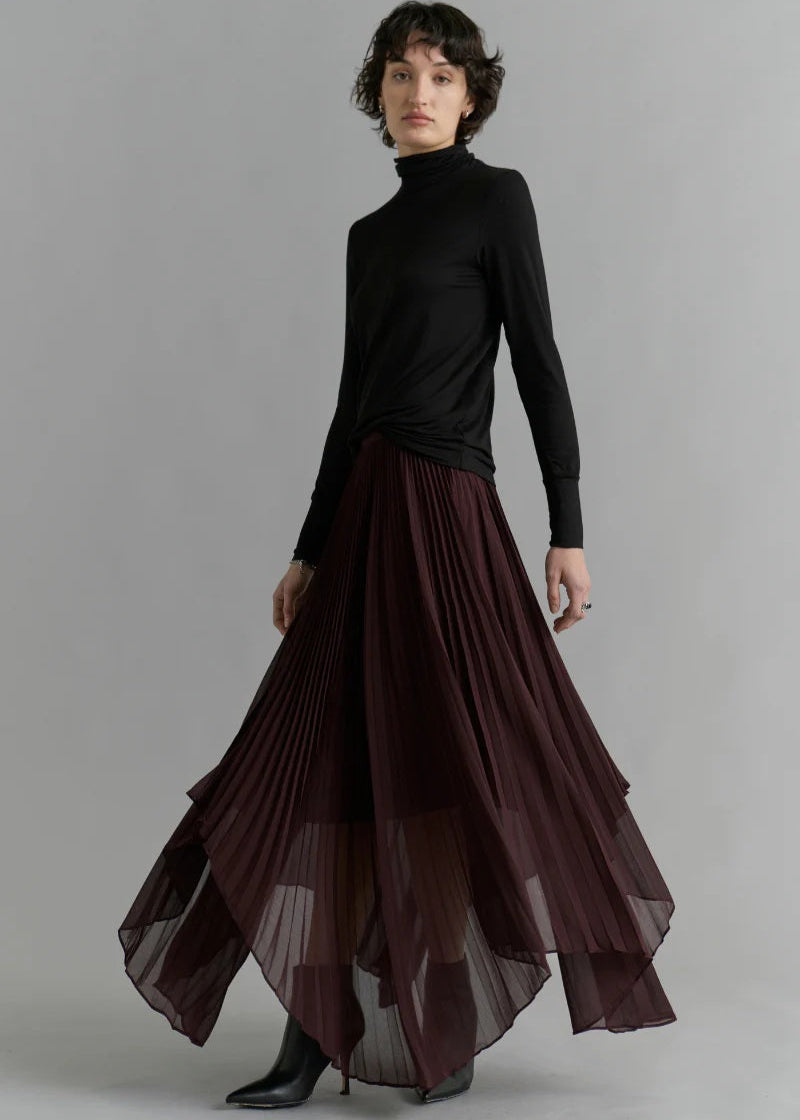 Pleated Skirt - Deep Wine