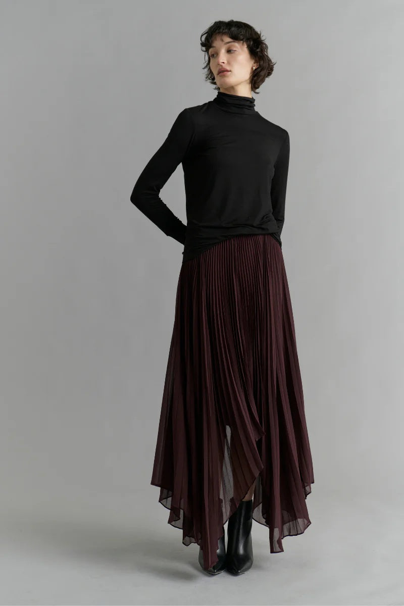 Pleated Skirt - Deep Wine