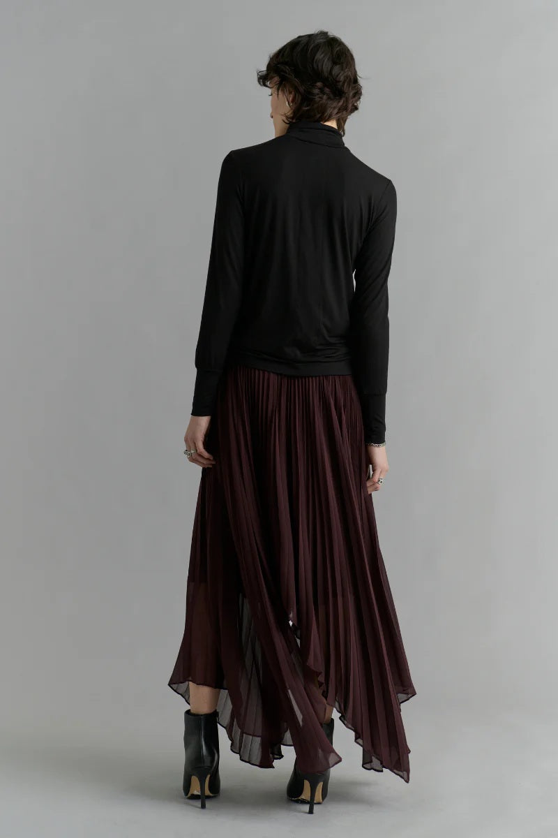 Pleated Skirt - Deep Wine