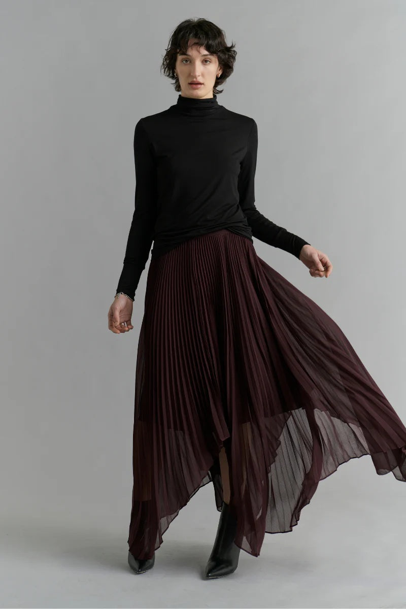 Pleated Skirt - Deep Wine