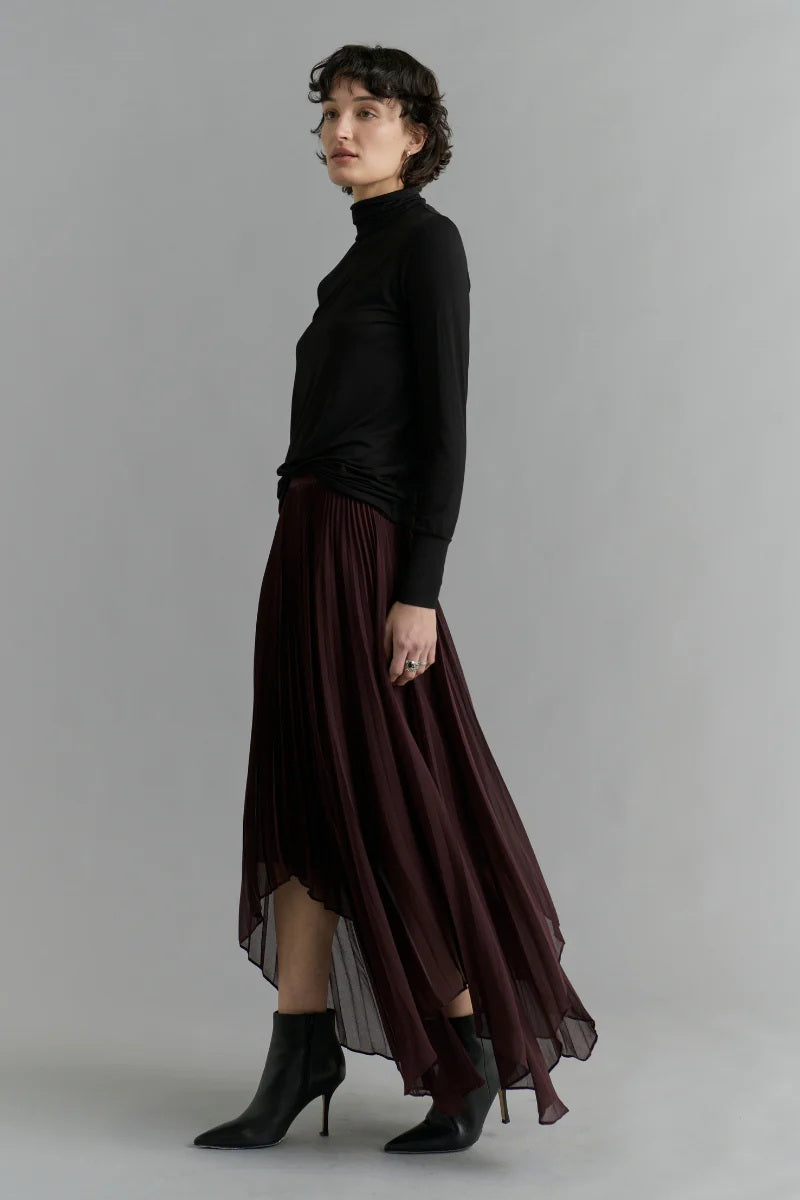 Pleated Skirt - Deep Wine