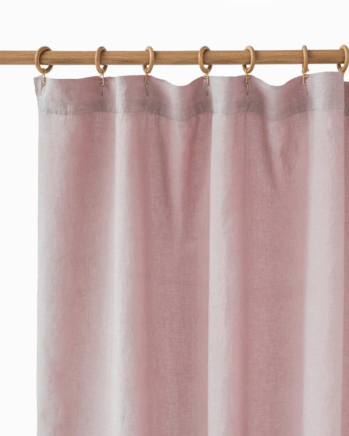 Waterproof Linen Shower Curtain - Woodrose