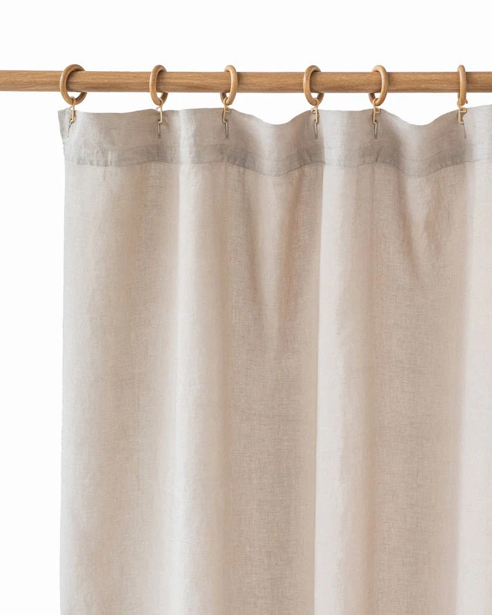 Waterproof Linen Shower Curtain - Natural