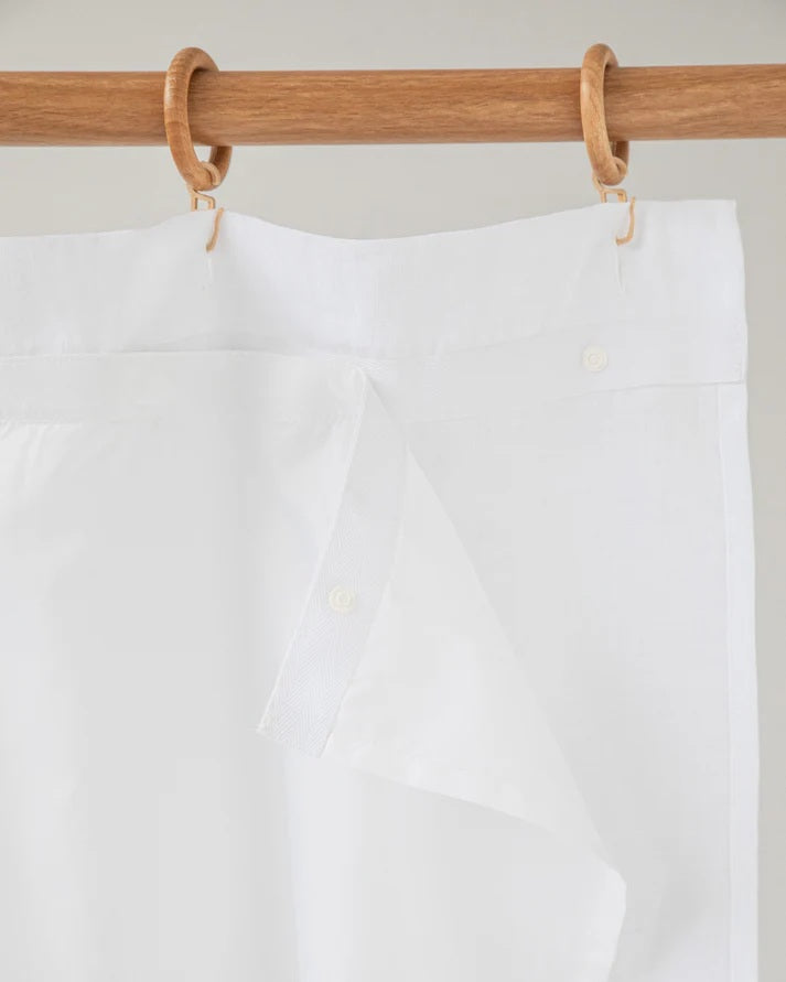 Waterproof Linen Shower Curtain - White