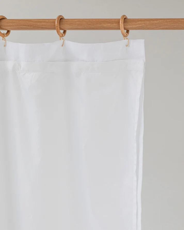Waterproof Linen Shower Curtain - White