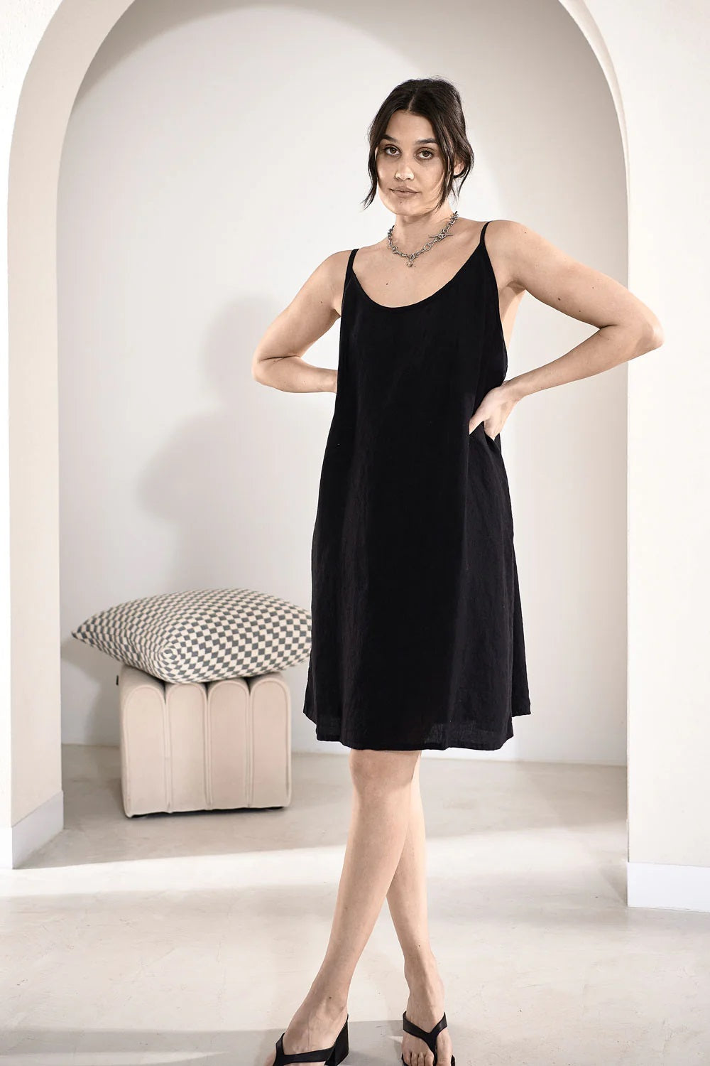 Loungewear Linen Slip | Black