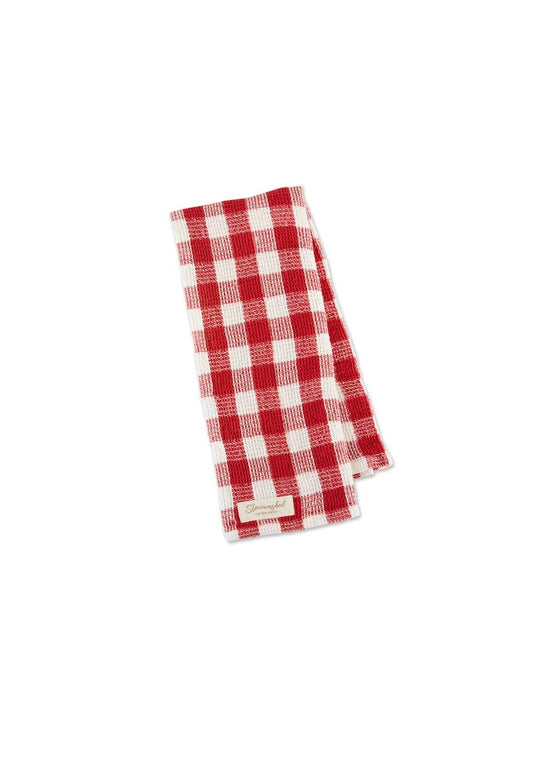 STONE WASHED CHECK TEA TOWEL- RED
