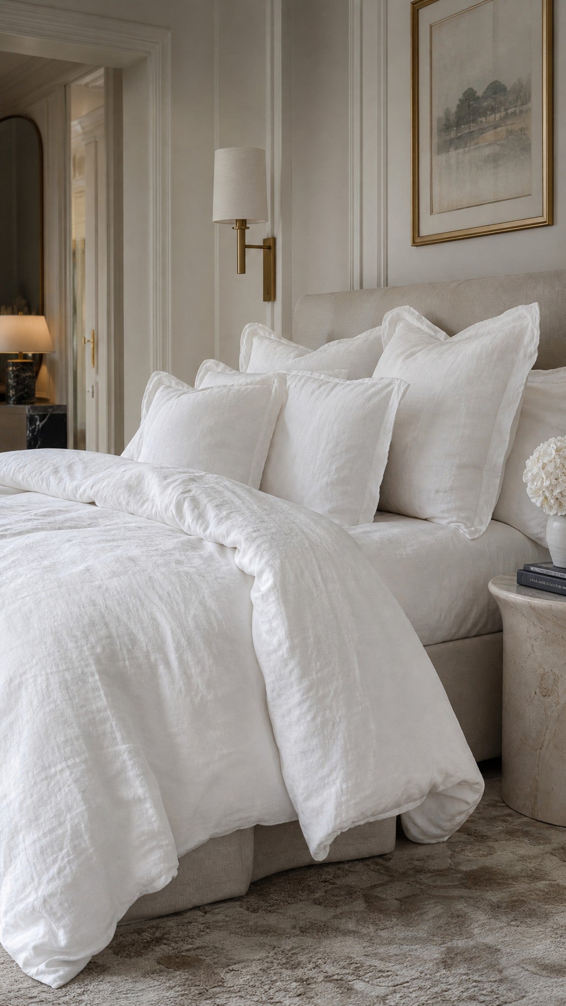 Majesté® Pure White - Linen Duvet Cover Set - Emperor Size