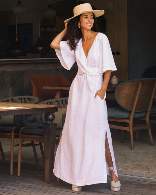 Sorelle Linen Dress - White