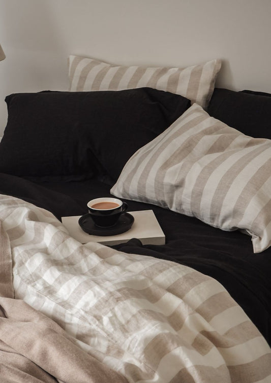 Linen Duvet Cover || Wide Stripe