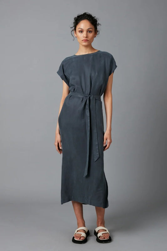 Escape Midi Dress - Steel Blue