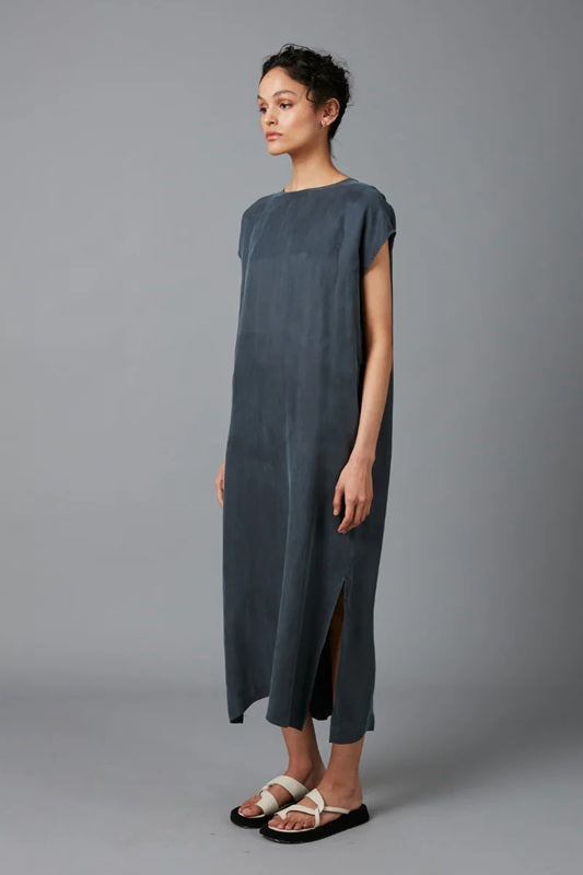 Escape Midi Dress - Steel Blue