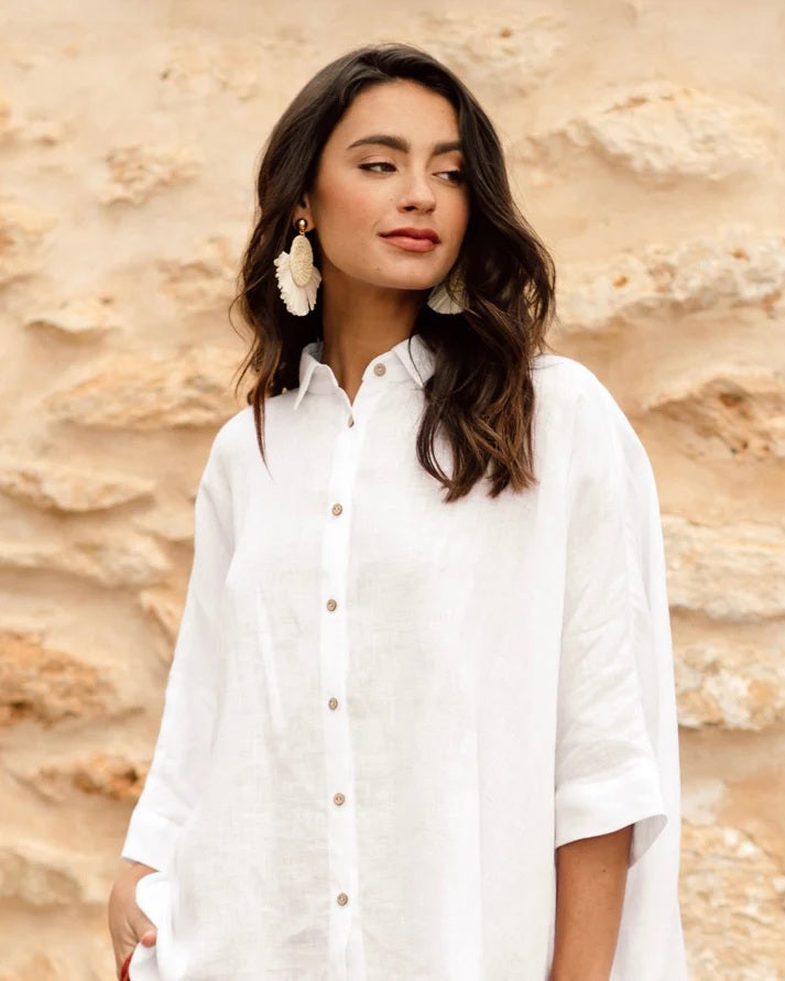 Oversized Linen Shirt - White