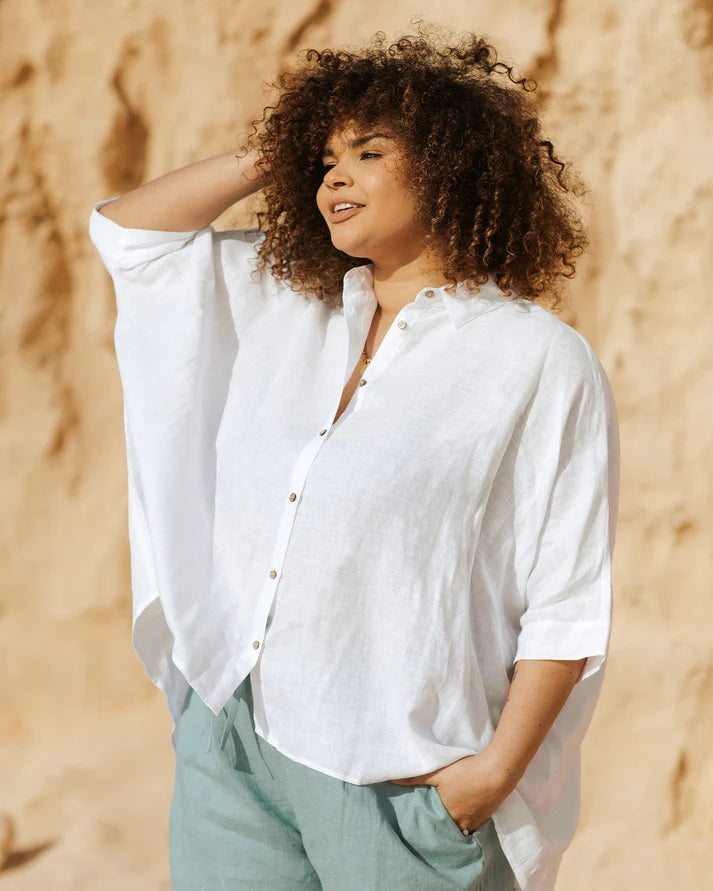 Oversized Linen Shirt - White