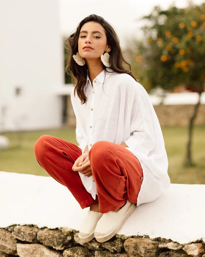 Oversized Linen Shirt - White