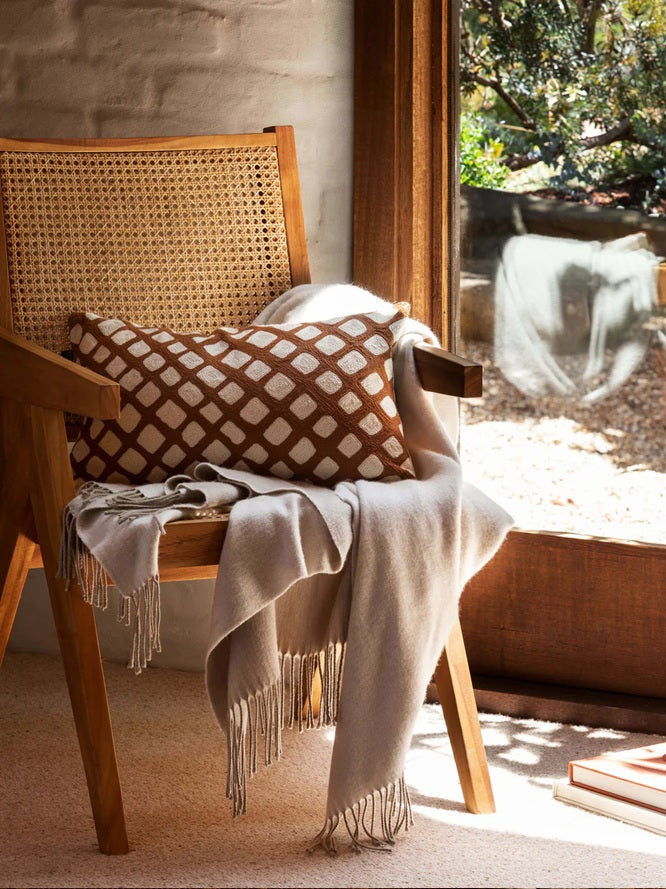 Australian Wool Throw ~ Oatmeal/Chalk