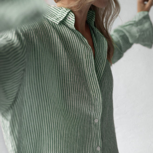 Linen Shirt | Green Stripes