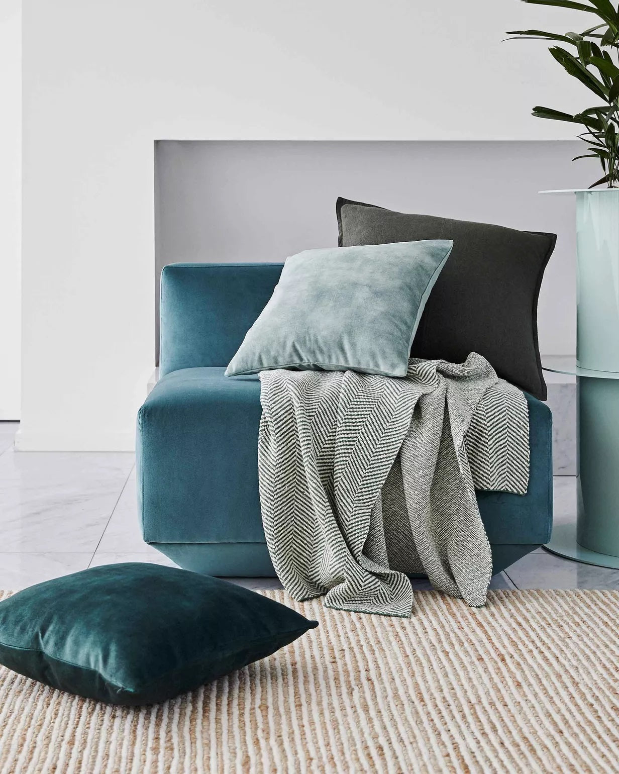 Velvet Cushion | Aqua