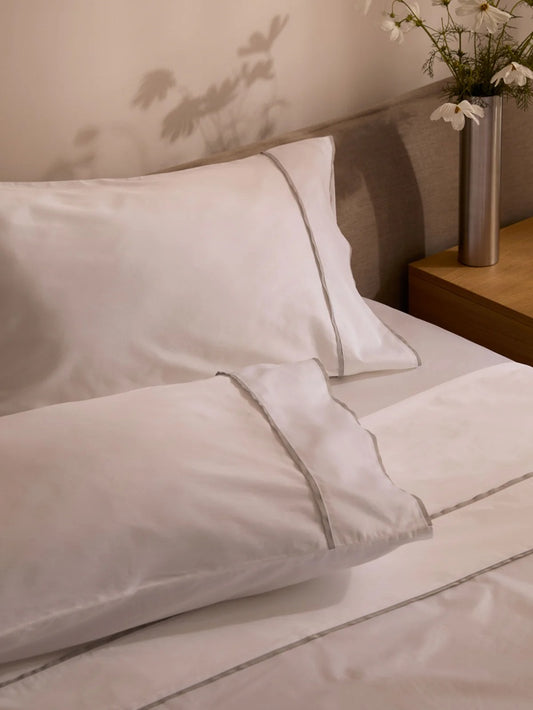 Egyptian Cotton Grosgrain Sheet Set | Silver