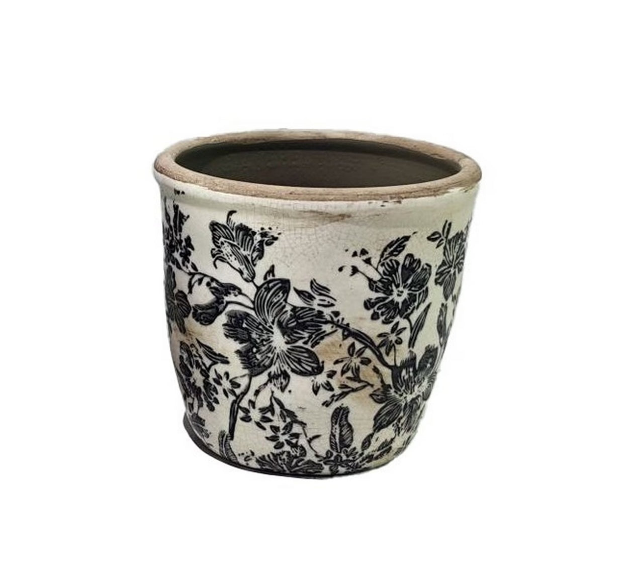 Aged Black Leaf Vase - 16cm