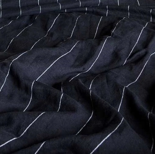 French Linen Fitted Sheet | Black Stripe | OEKO-TEX® certified