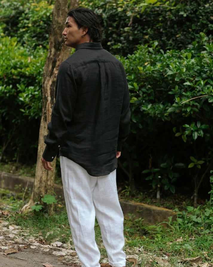Mens Classic Linen shirt - Black