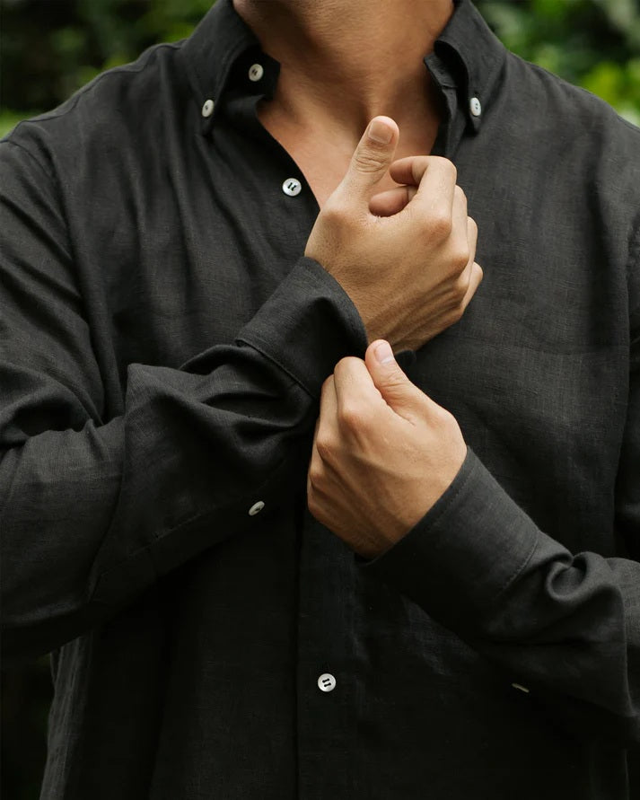 Mens Classic Linen shirt - Black