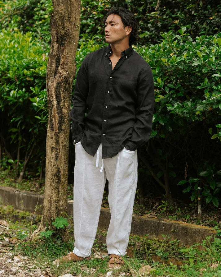 Mens Classic Linen shirt - Black