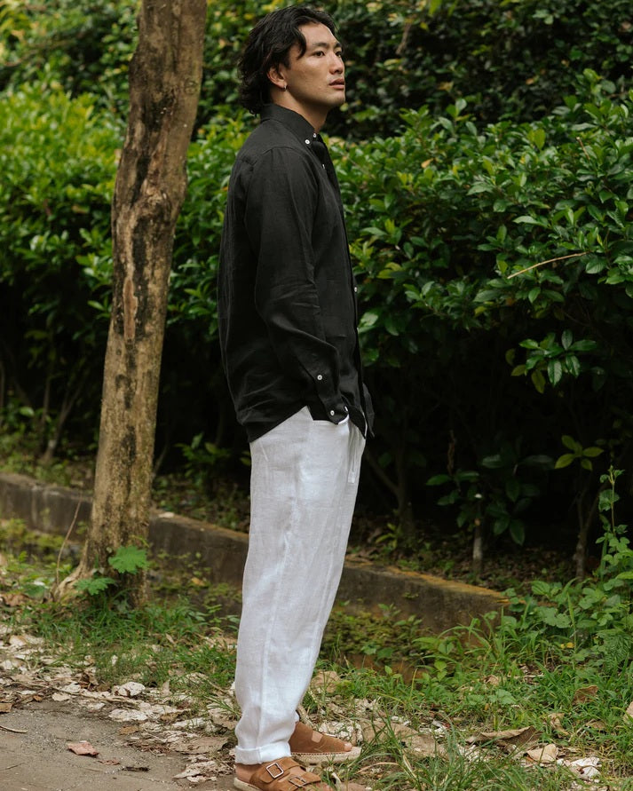 Mens Classic Linen shirt - Black