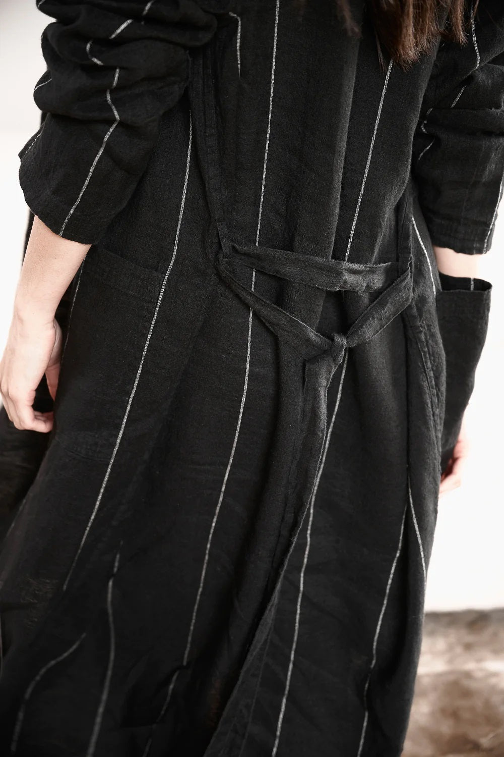 Linen Robe | Black Stripe