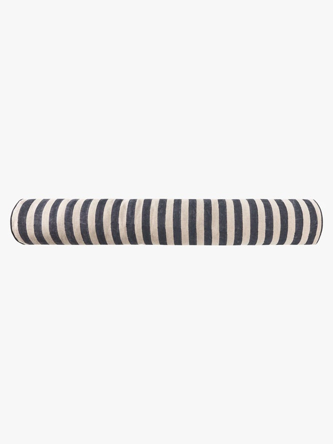 Striped cylindrical object on a white background