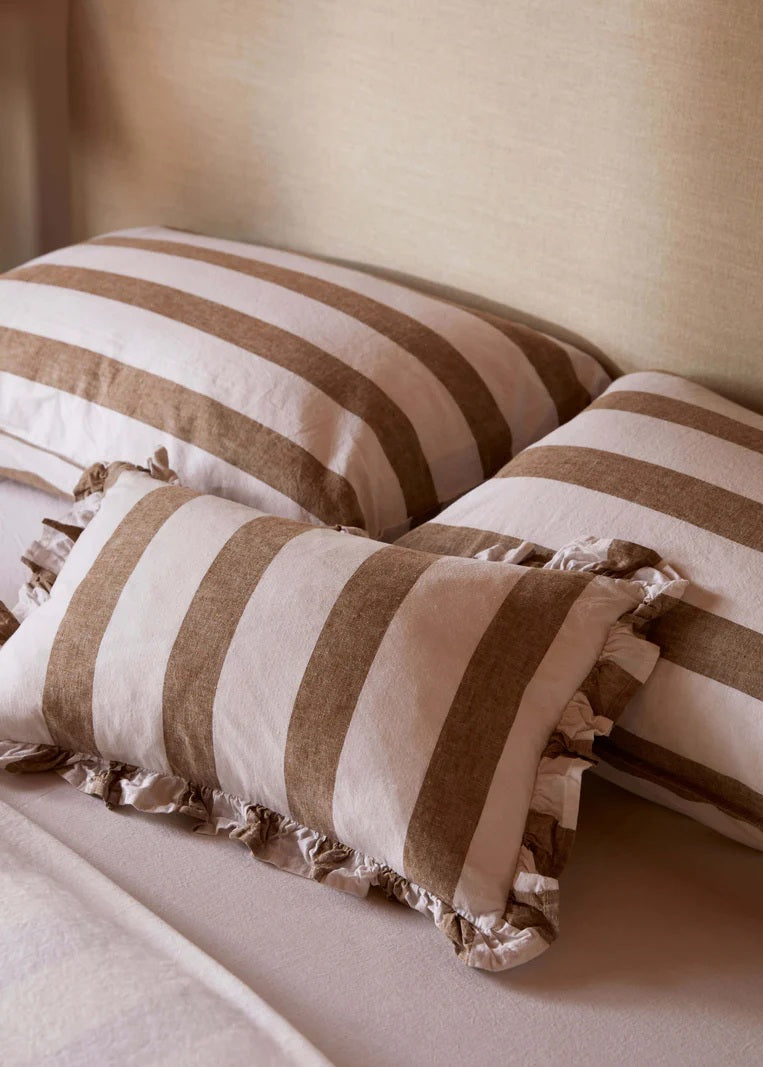 Café Striped Linen Cushion