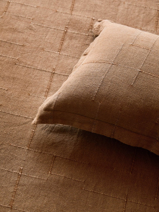Textured Linen Bedcover | Caramel