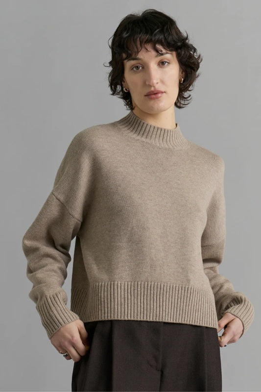 Merino knit Sweater – Camel Melange