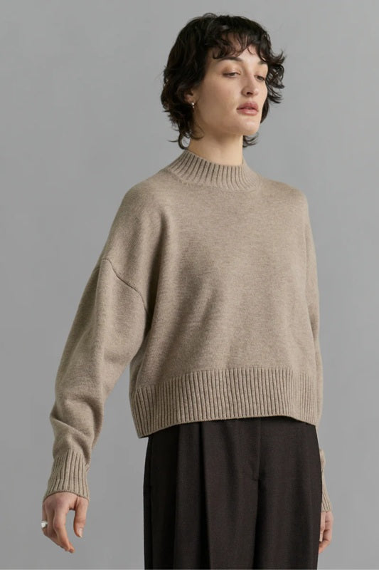 Merino knit Sweater – Camel Melange