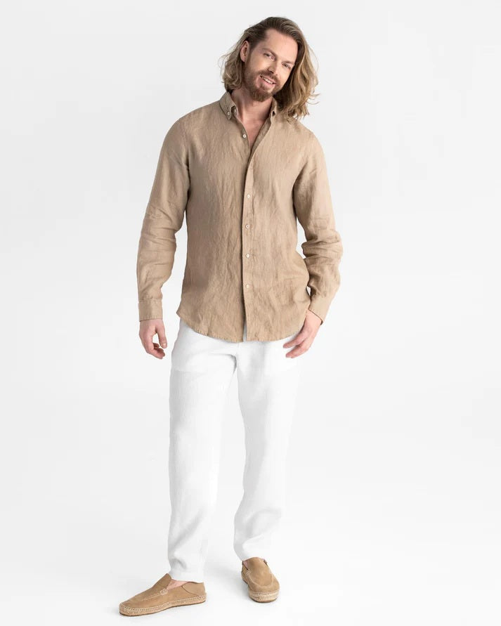 Mens Classic Linen shirt - Wheat