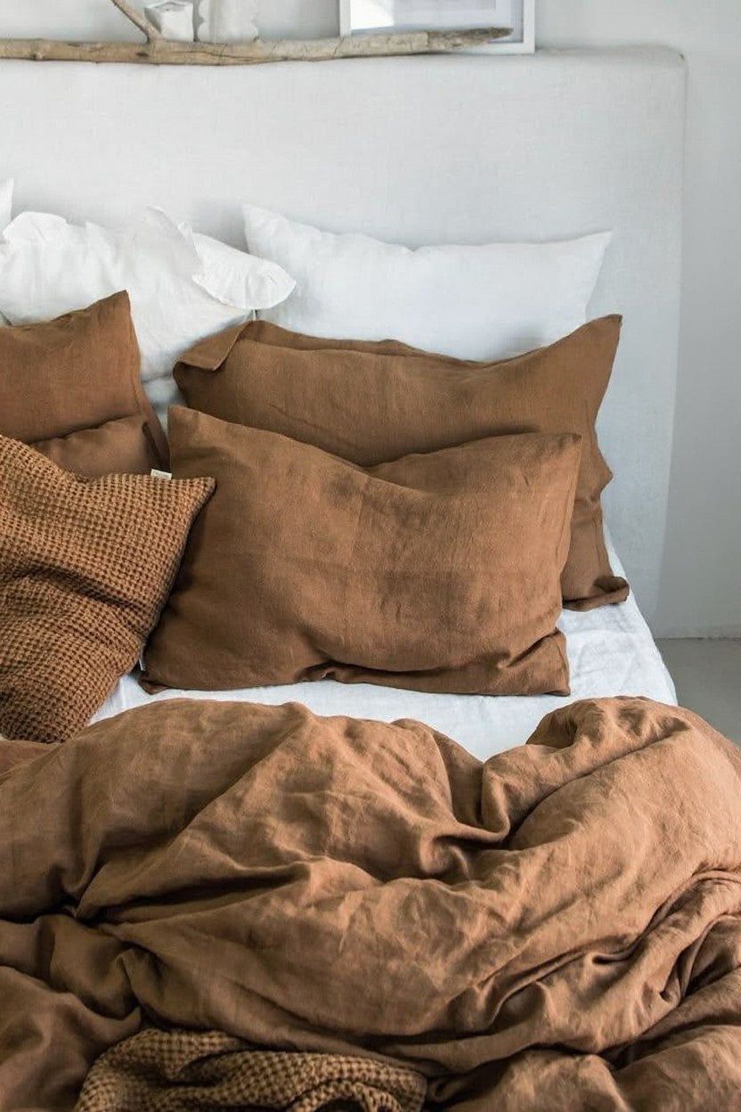 Reversible Linen Duvet Cover | Copper & Caramel