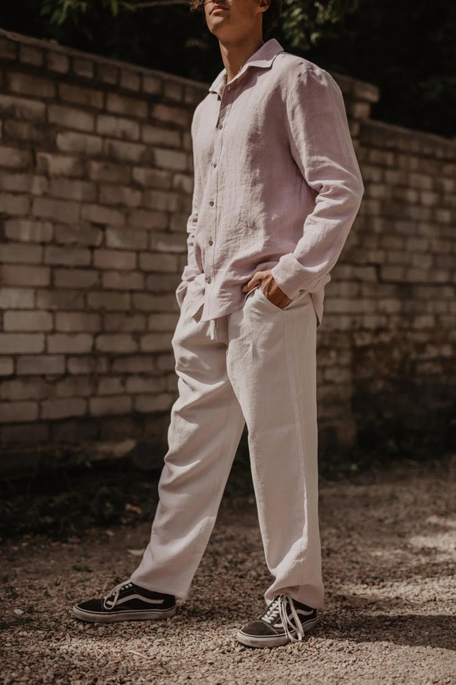 Men's Classic Linen Pants | Cream