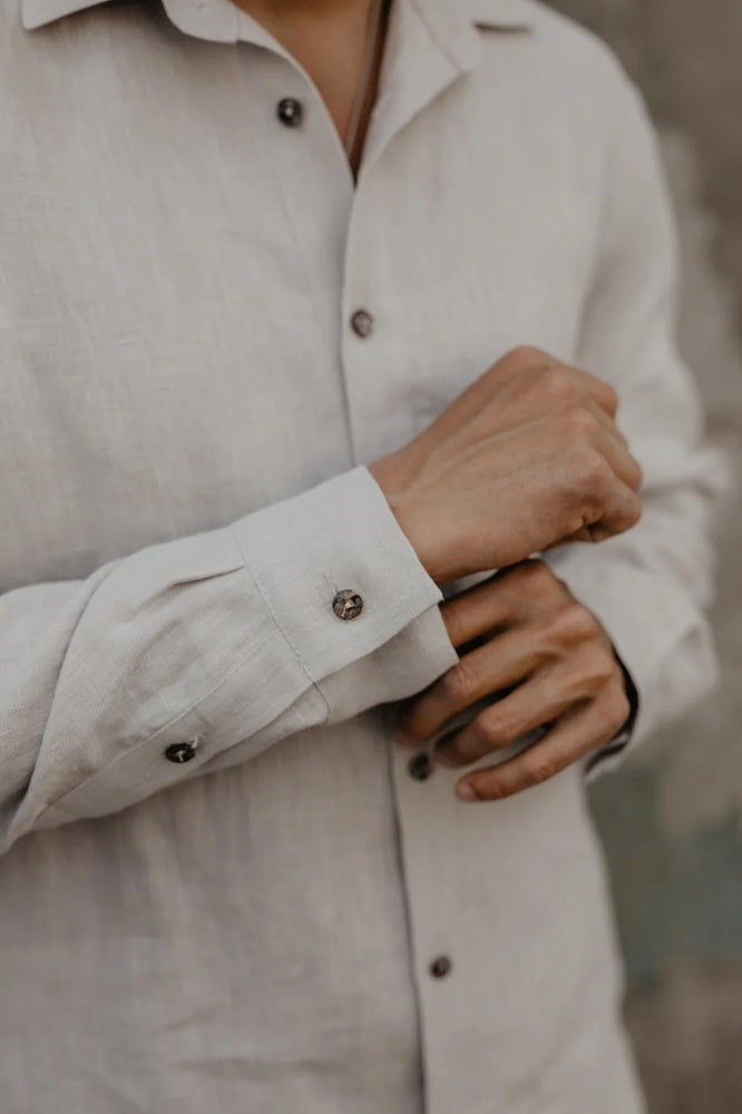 Mens Classic Linen shirt - Cream