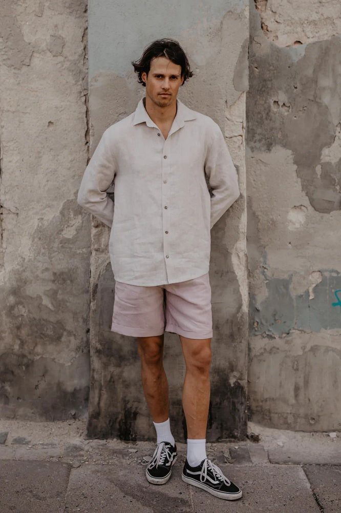 Mens Classic Linen shirt - Cream