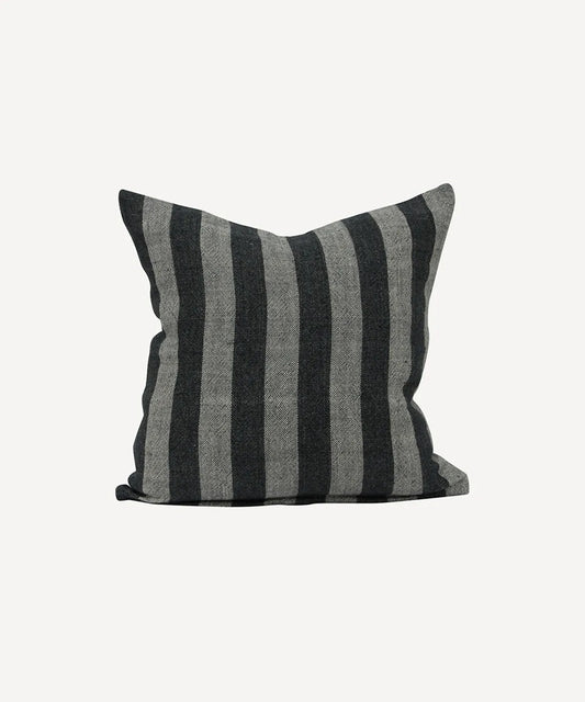 Grey Stripe Linen Cushion | 50x50cm | Heavy Textured Linen | The Foxes Den