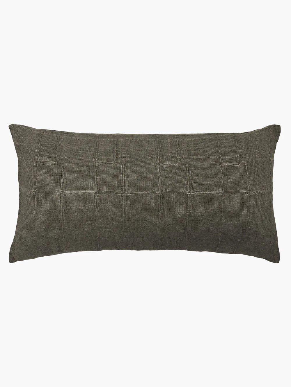 Textured Linen Lumbar Cushion | Olive