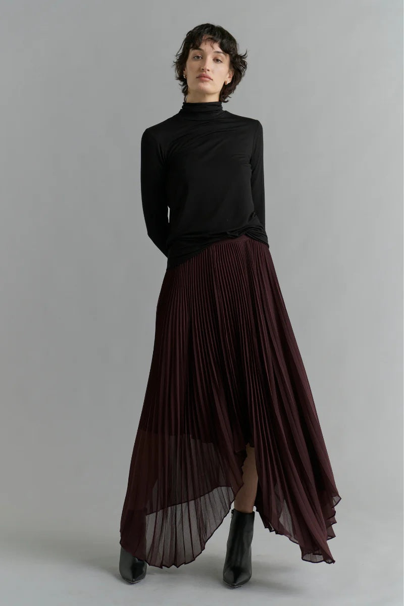 Pleated Skirt - Deep Wine