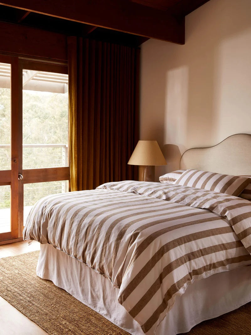 Linen Duvet Cover Set | Café Striped