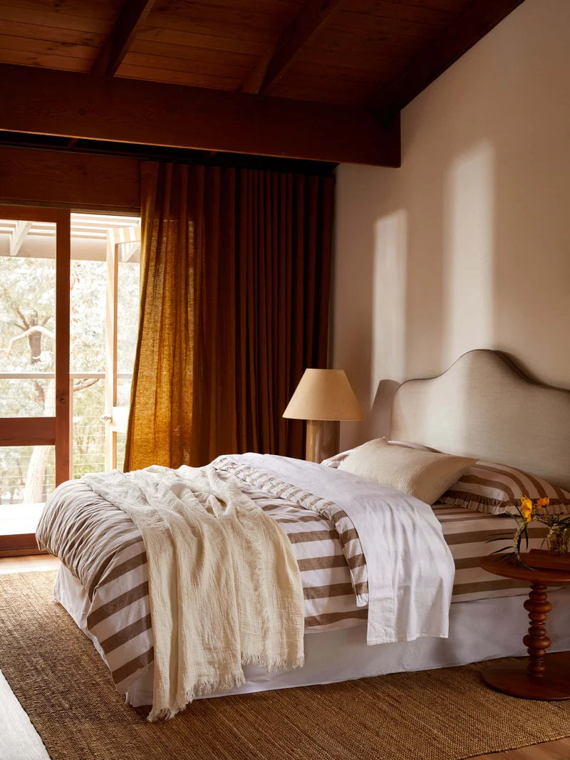 Linen Duvet Cover Set | Café Striped