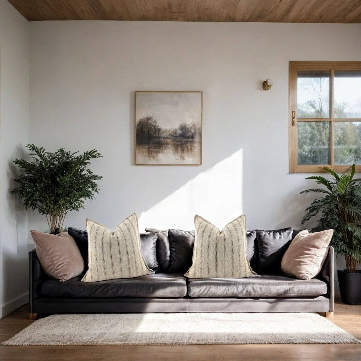 The Haven Stripe Cushion - Smoke